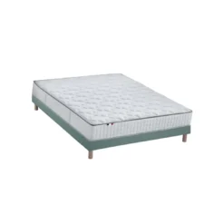 SeleniaEnsemble Matelas Ressorts 7 zones COSMA + Sommier - Made in France - Sommier Vert céladon