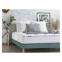SeleniaEnsemble Matelas Ressorts 7 zones COSMA + Sommier - Made in France - Sommier Vert céladon