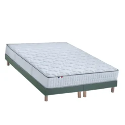 SeleniaEnsemble Matelas Ressorts 7 zones COSMA + Sommier - Made in France - Sommier Vert céladon