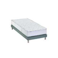 SeleniaEnsemble Matelas Ressorts 7 zones COSMA + Sommier - Made in France - Sommier Vert céladon