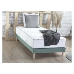 SeleniaEnsemble Matelas Ressorts 7 zones COSMA + Sommier - Made in France - Sommier Vert céladon