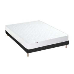 SeleniaEnsemble Matelas Ressorts Fermes biconiques SPECTOS + Sommier Made in France - Sommier Noir