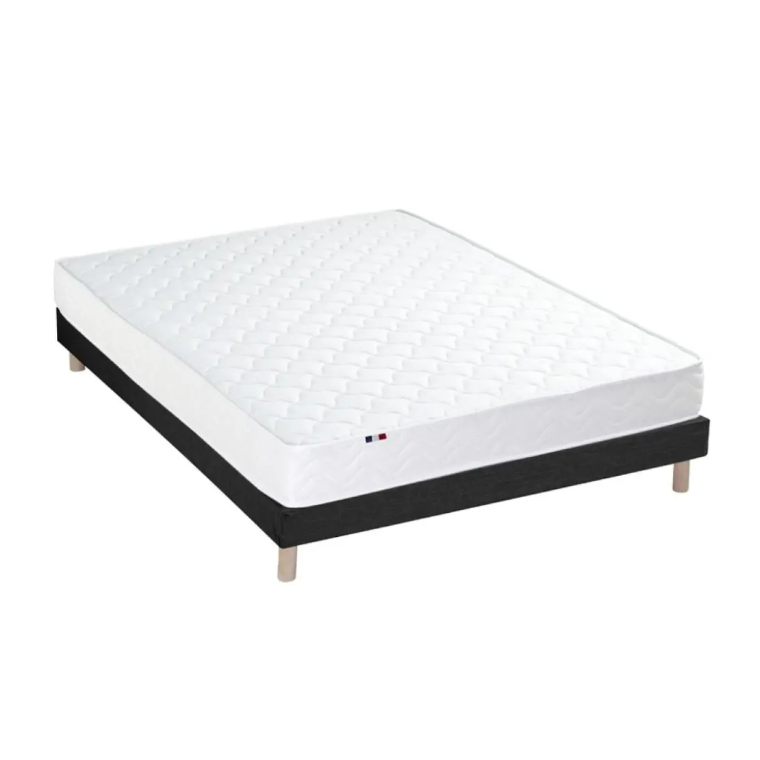 SeleniaEnsemble Matelas Ressorts Fermes biconiques SPECTOS + Sommier Made in France - Sommier Noir