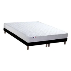 SeleniaEnsemble Matelas Ressorts Fermes biconiques SPECTOS + Sommier Made in France - Sommier Noir