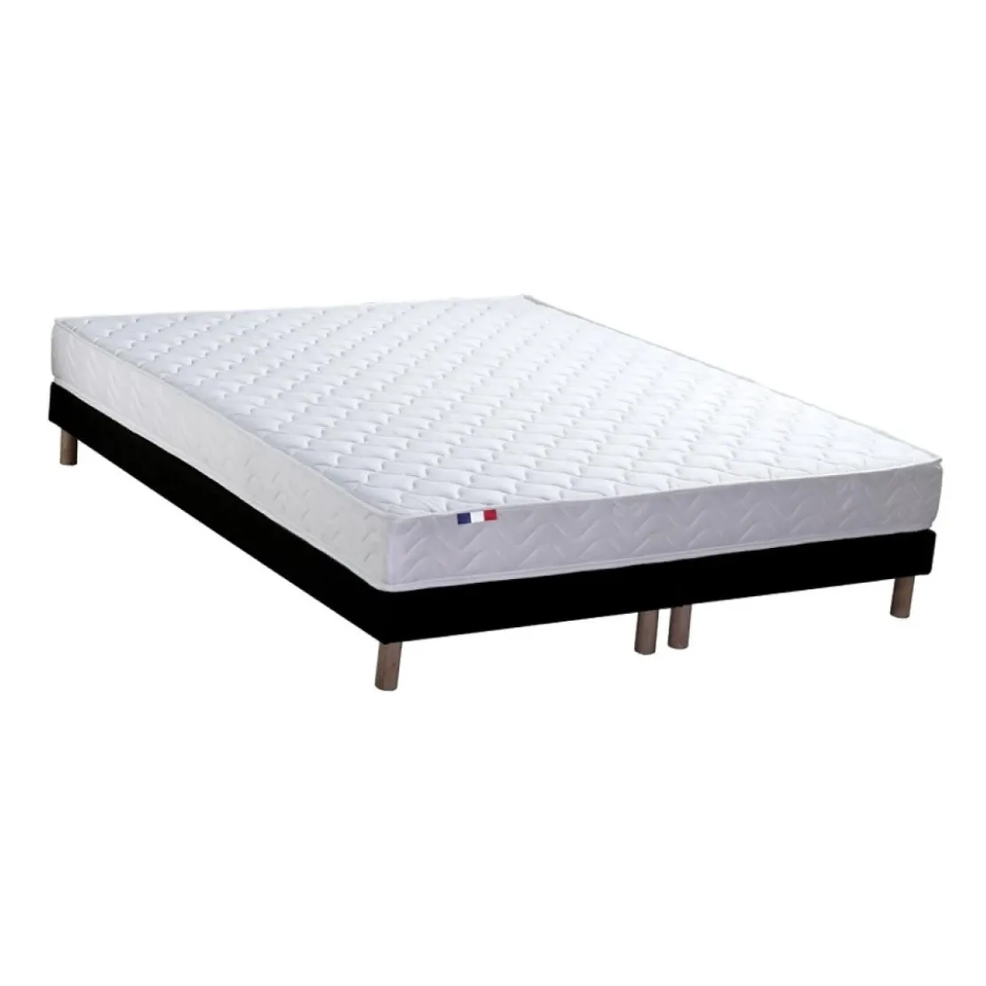 SeleniaEnsemble Matelas Ressorts Fermes biconiques SPECTOS + Sommier Made in France - Sommier Noir