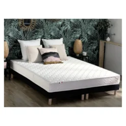SeleniaEnsemble Matelas Ressorts Fermes biconiques SPECTOS + Sommier Made in France - Sommier Noir