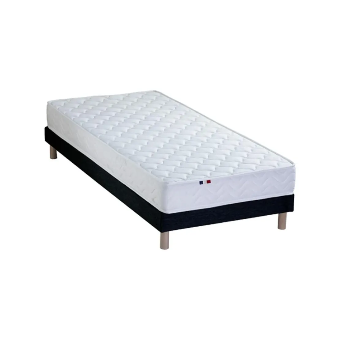 SeleniaEnsemble Matelas Ressorts Fermes biconiques SPECTOS + Sommier Made in France - Sommier Noir