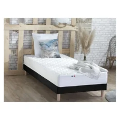 SeleniaEnsemble Matelas Ressorts Fermes biconiques SPECTOS + Sommier Made in France - Sommier Noir