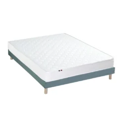 SeleniaEnsemble Matelas Ressorts Fermes biconiques SPECTOS + Sommier Made in France - Sommier Vert céladon