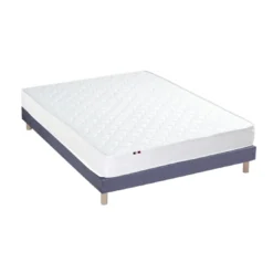 SeleniaEnsemble Matelas Ressorts Fermes biconiques SPECTOS + Sommier Made in France - Sommier Bleu denim