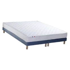SeleniaEnsemble Matelas Ressorts Fermes biconiques SPECTOS + Sommier Made in France - Sommier Bleu denim