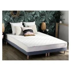 SeleniaEnsemble Matelas Ressorts Fermes biconiques SPECTOS + Sommier Made in France - Sommier Bleu denim