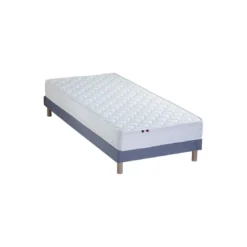 SeleniaEnsemble Matelas Ressorts Fermes biconiques SPECTOS + Sommier Made in France - Sommier Bleu denim