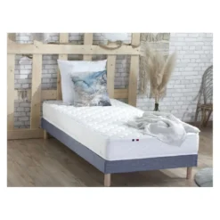 SeleniaEnsemble Matelas Ressorts Fermes biconiques SPECTOS + Sommier Made in France - Sommier Bleu denim
