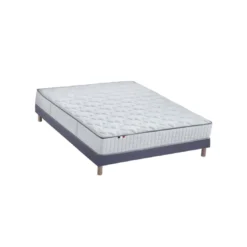 SeleniaEnsemble Matelas Ressorts 7 zones COSMA + Sommier - Made in France - Sommier Bleu denim