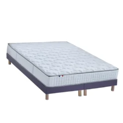 SeleniaEnsemble Matelas Ressorts 7 zones COSMA + Sommier - Made in France - Sommier Bleu denim
