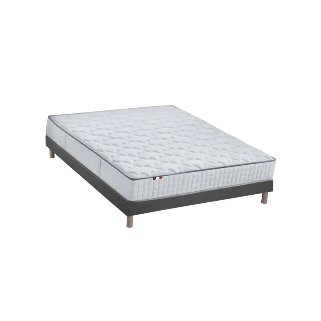 SeleniaEnsemble Matelas Ressorts 7 zones COSMA + Sommier - Made in France - Sommier Noir