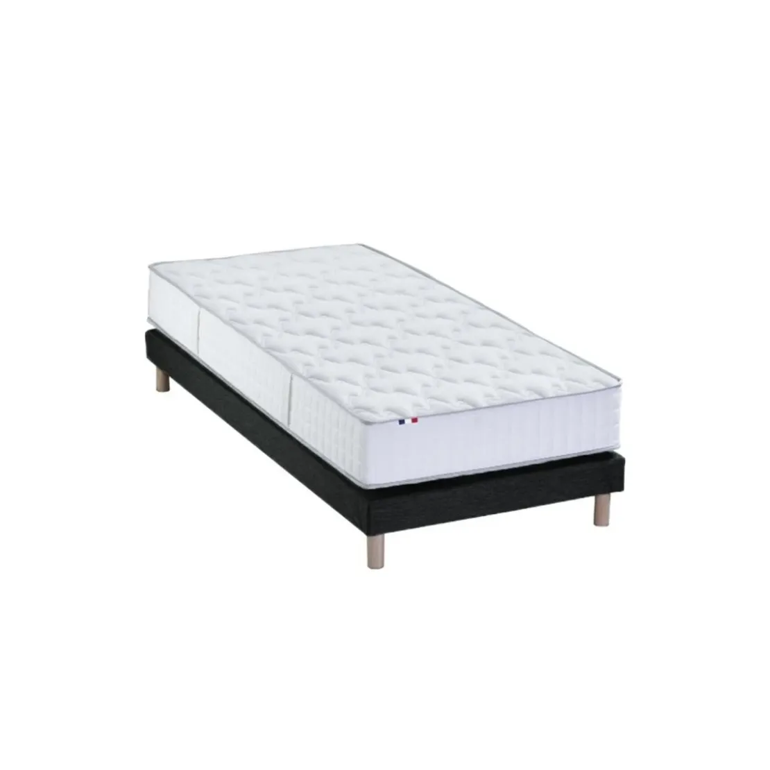 SeleniaEnsemble Matelas Ressorts 7 zones COSMA + Sommier - Made in France - Sommier Noir