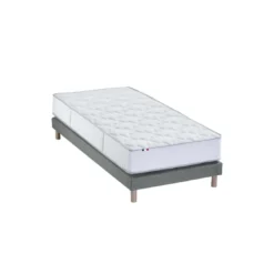 SeleniaEnsemble Matelas Ressorts 7 zones COSMA + Sommier - Made in France - Sommier Gris chiné