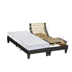 SeleniaLit de Relaxation Matelas Mousse à Mémoire de Forme et Sommier Electrique et 8 Pieds RUHE