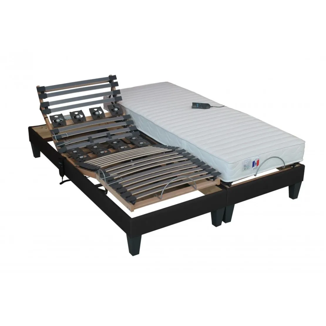SeleniaLit de Relaxation Matelas Latex et Sommier Electrique à Lattes et Plots AINA