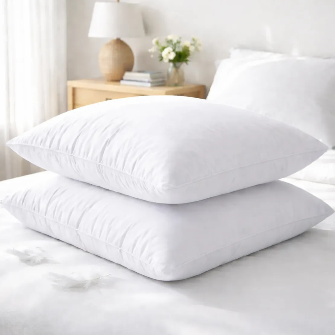 SeleniaLot de 2 oreillers blancs moelleux "Anti-Moustiques et Anti-Punaises de lit" - Microfibre