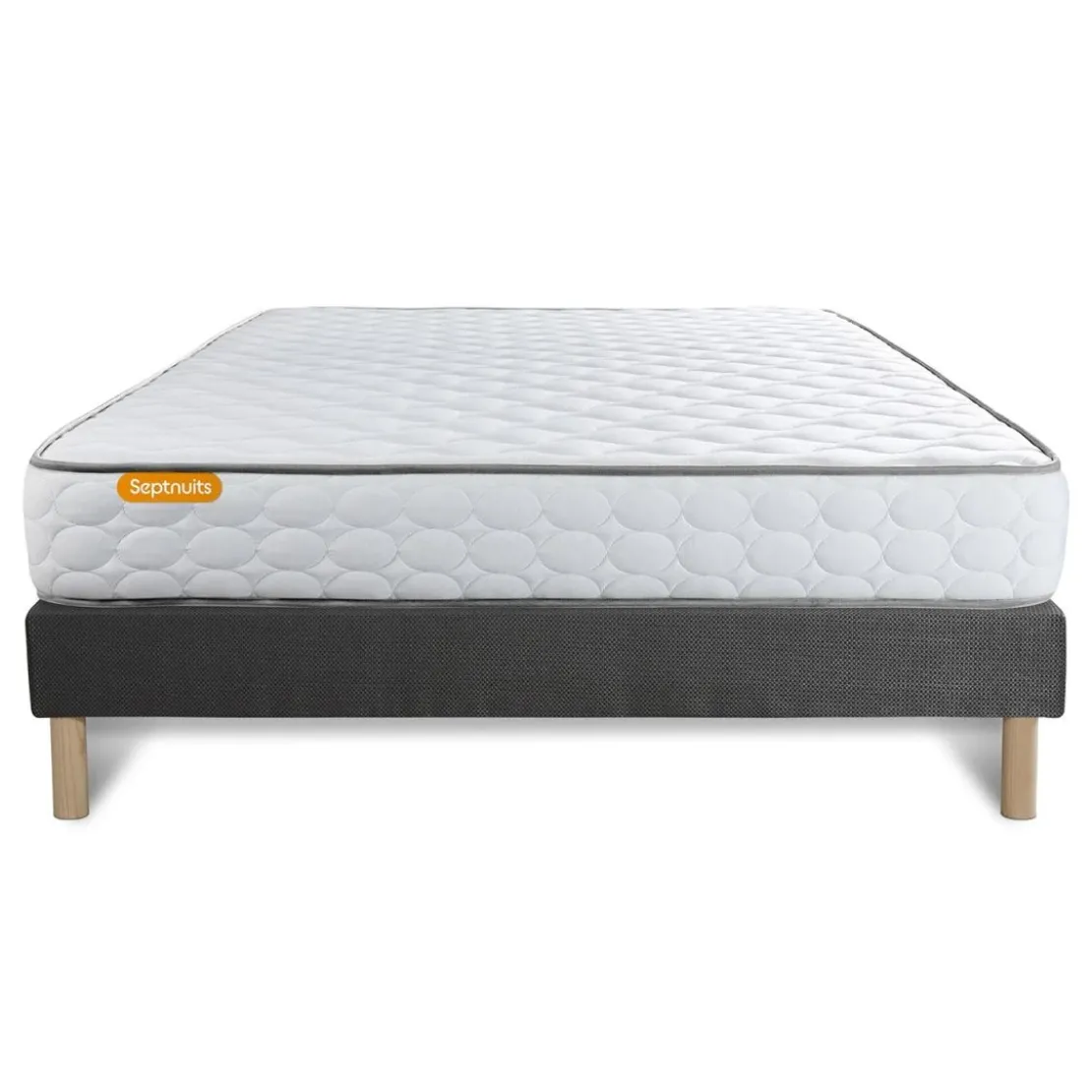 SeptnuitsEnsemble matelas Memoire de forme avec sommier gris Memo