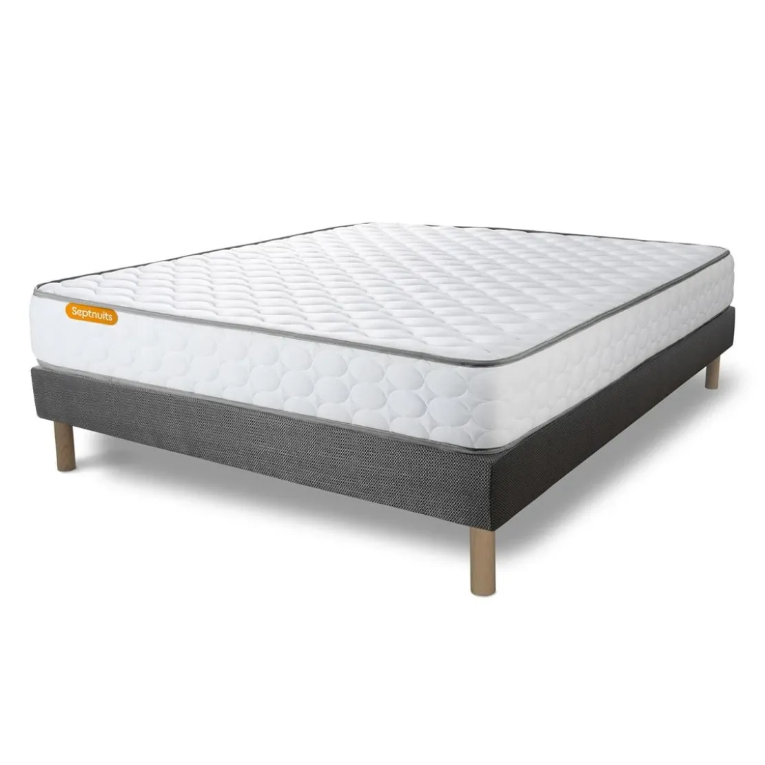 SeptnuitsEnsemble matelas Memoire de forme avec sommier gris Memo