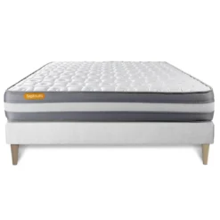 SeptnuitsMatelas avec sommier kit blanc Memo Plus Memoire de forme