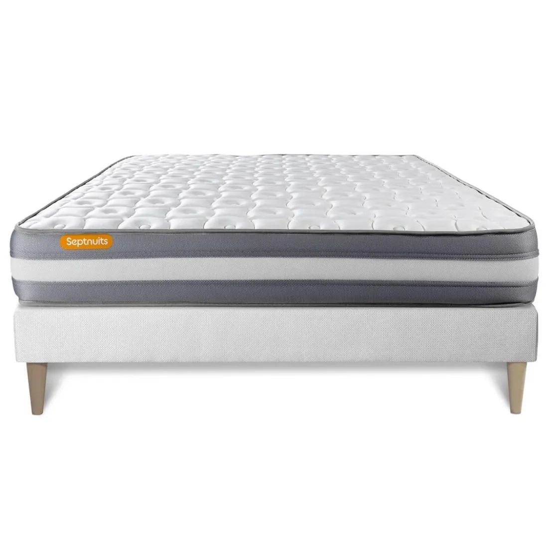 SeptnuitsMatelas avec sommier kit blanc Memo Plus Memoire de forme