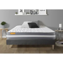 SeptnuitsMatelas avec sommier kit gris Memo Plus Memoire de forme