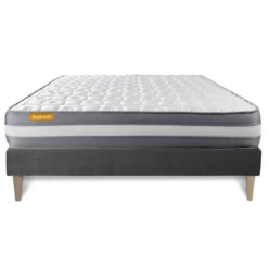 SeptnuitsMatelas avec sommier kit gris Memo Plus Memoire de forme
