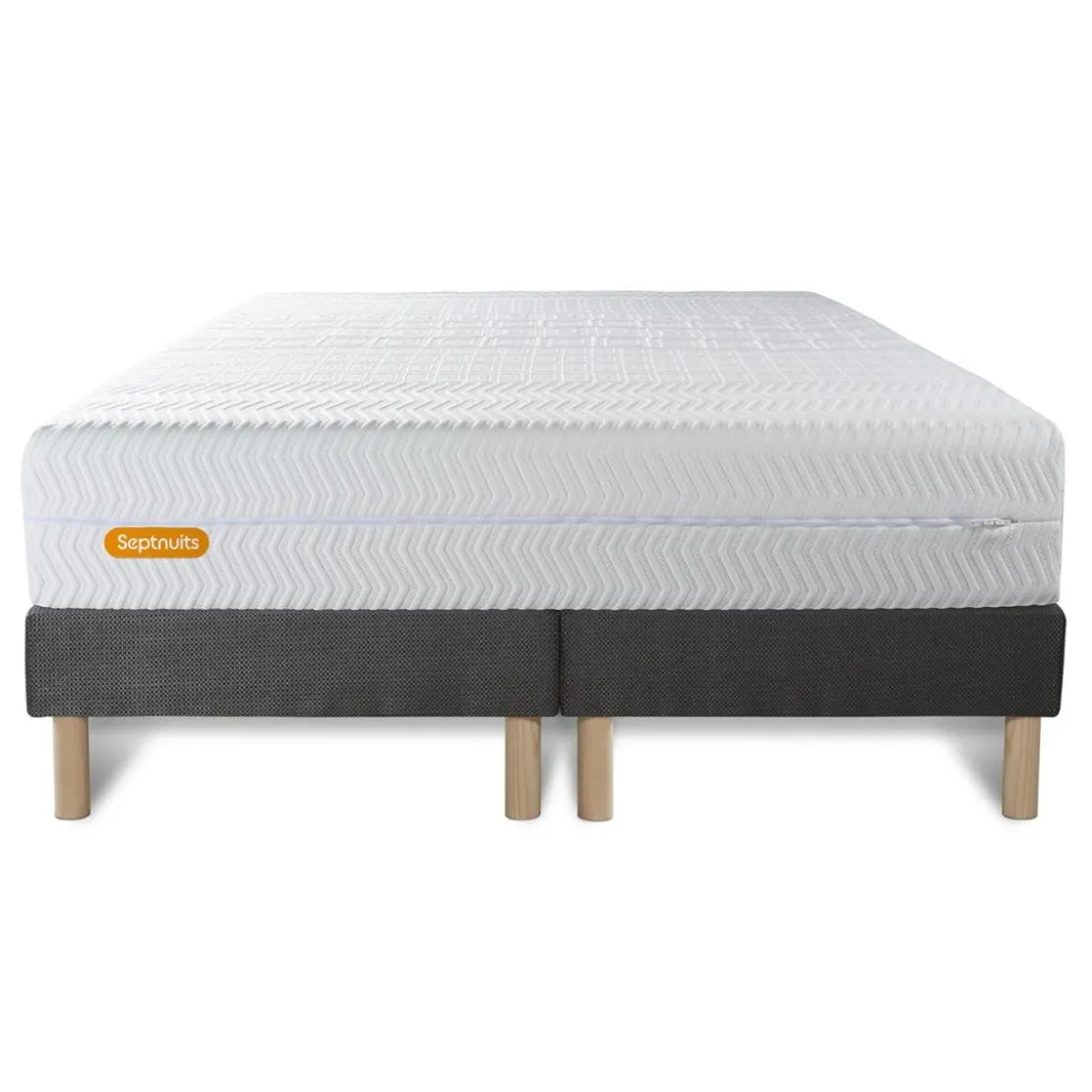 SeptnuitsMatelas double sommiers gris Memo Bio Mousse a memoire de forme 5 zones de confort Maxi epaisseur Dehoussable