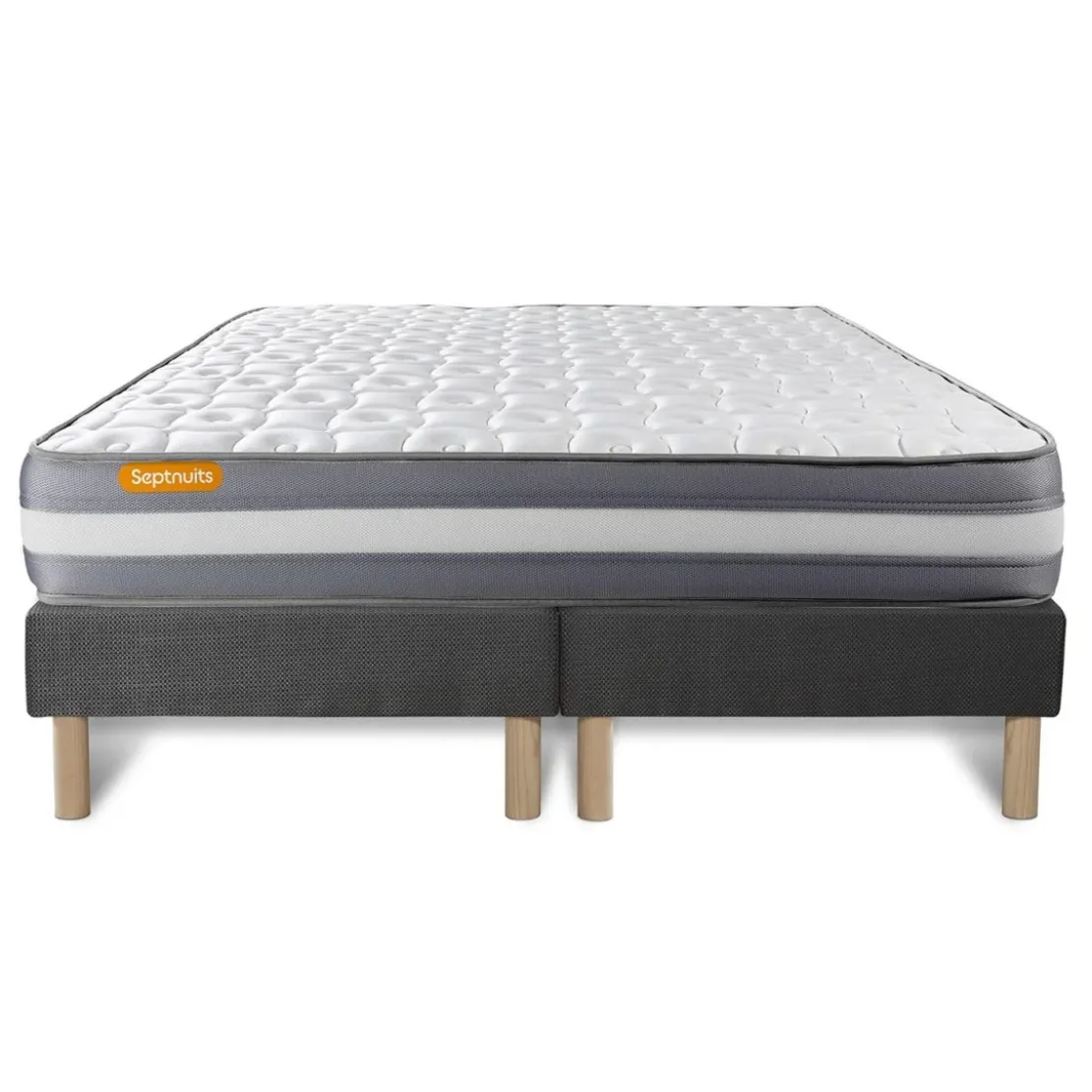 SeptnuitsMatelas double sommiers gris Memo Plus Memoire de forme 3 zones
