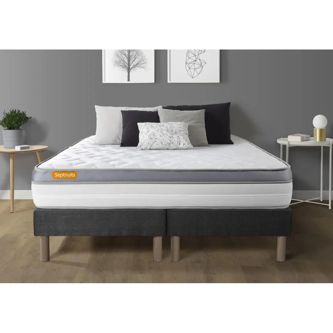 SeptnuitsMatelas double sommier gris Memo Zen Mousse a memoire de forme 5 zones de confort MAXI epaisseur