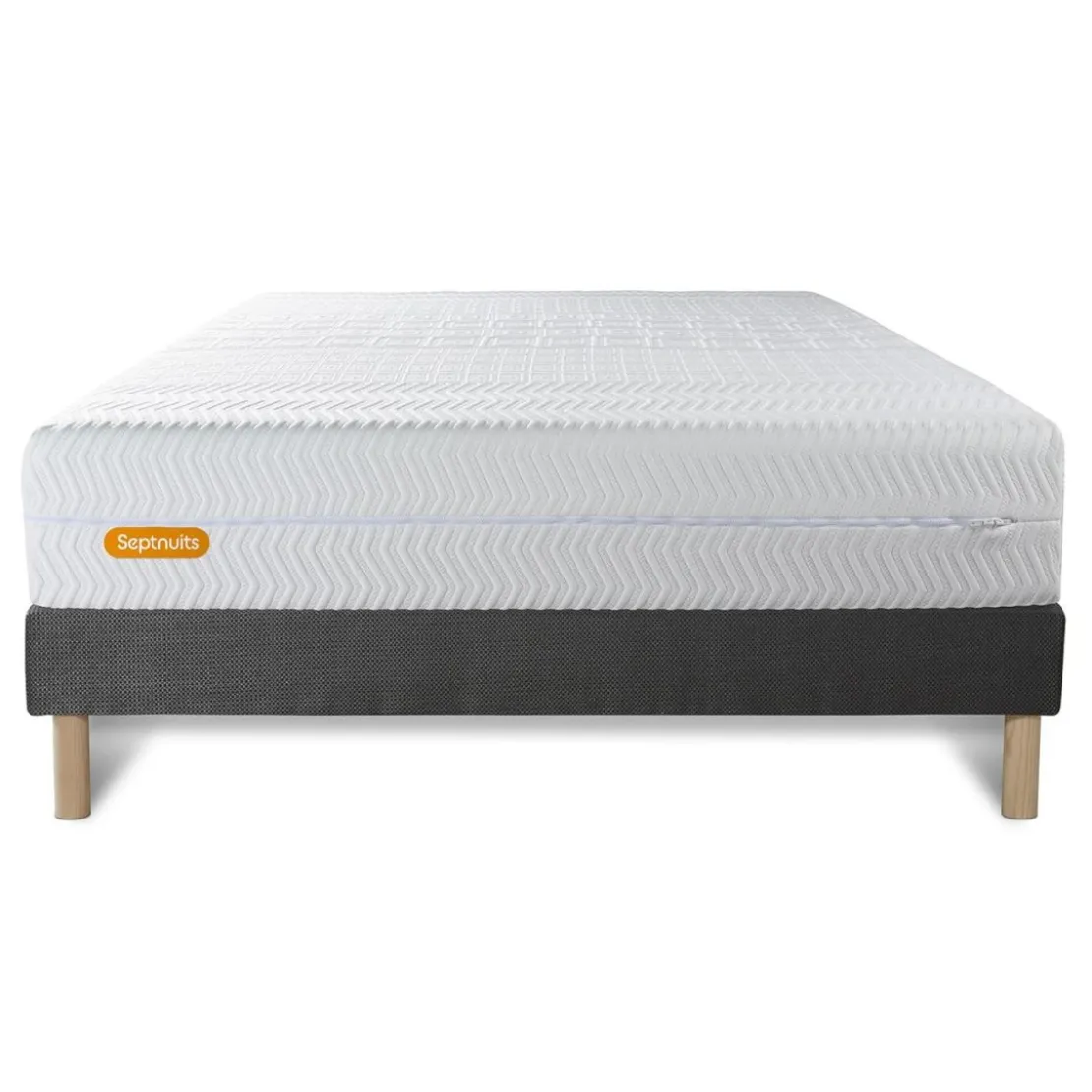 SeptnuitsMatelas et sommier gris Memo Bio Mousse a memoire de forme 5 zones de confort Maxi epaisseur Dehoussable