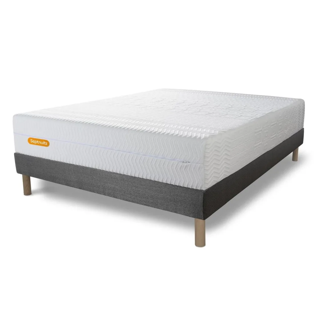 SeptnuitsMatelas et sommier gris Memo Bio Mousse a memoire de forme 5 zones de confort Maxi epaisseur Dehoussable