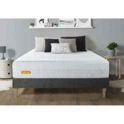 SeptnuitsMatelas et sommier kit gris Memo Bio Mousse a memoire de forme Maxi epaisseur Dehoussable