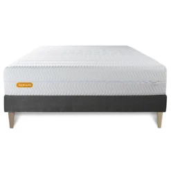 SeptnuitsMatelas et sommier kit gris Memo Bio Mousse a memoire de forme Maxi epaisseur Dehoussable