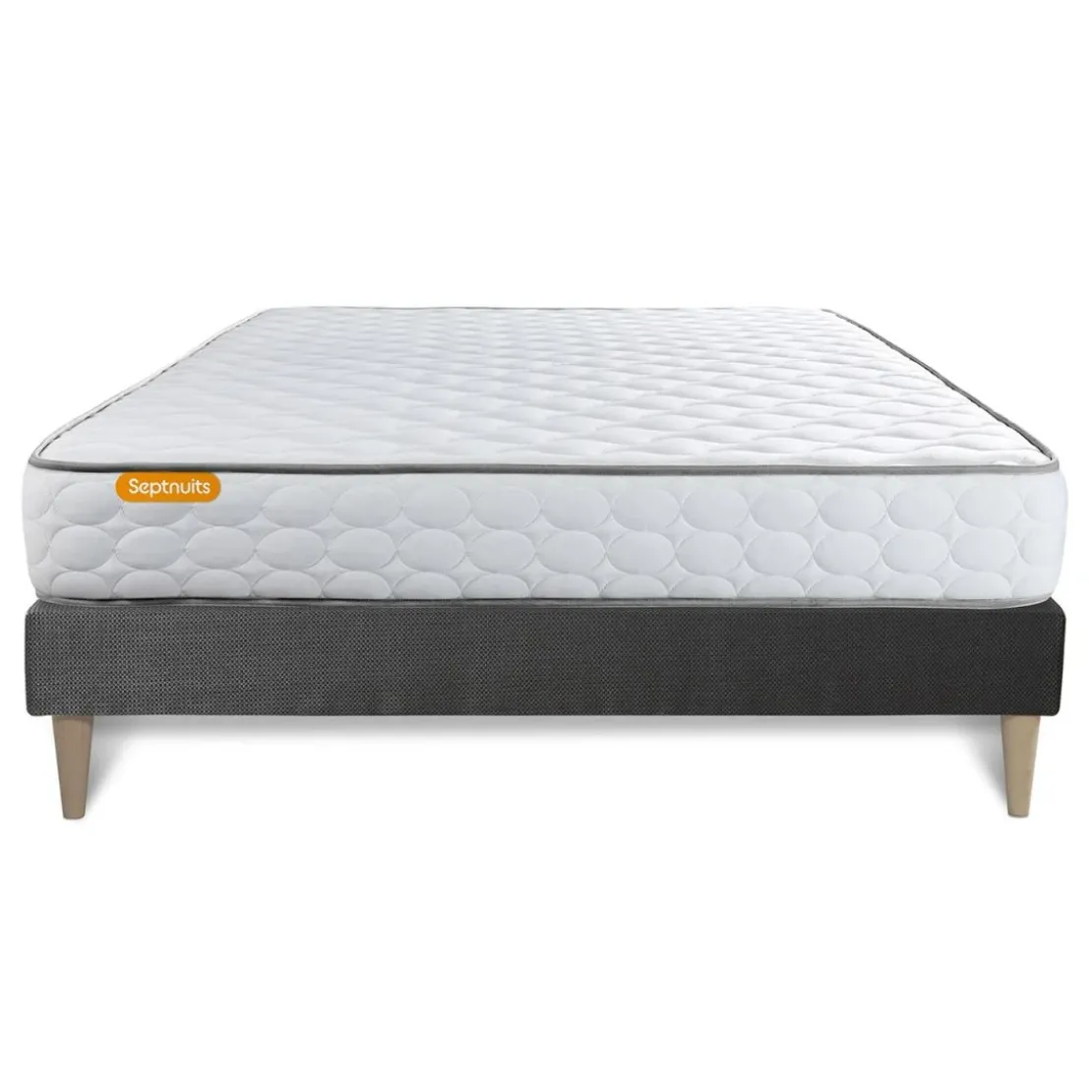 SeptnuitsMatelas Memoire de forme sommier kit gris