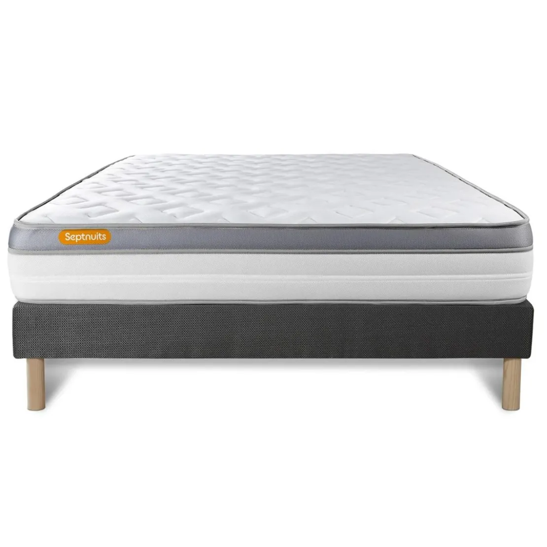 SeptnuitsMatelas sommier gris Memo Zen Mousse a memoire de forme 5 zones de confort MAXI epaisseur