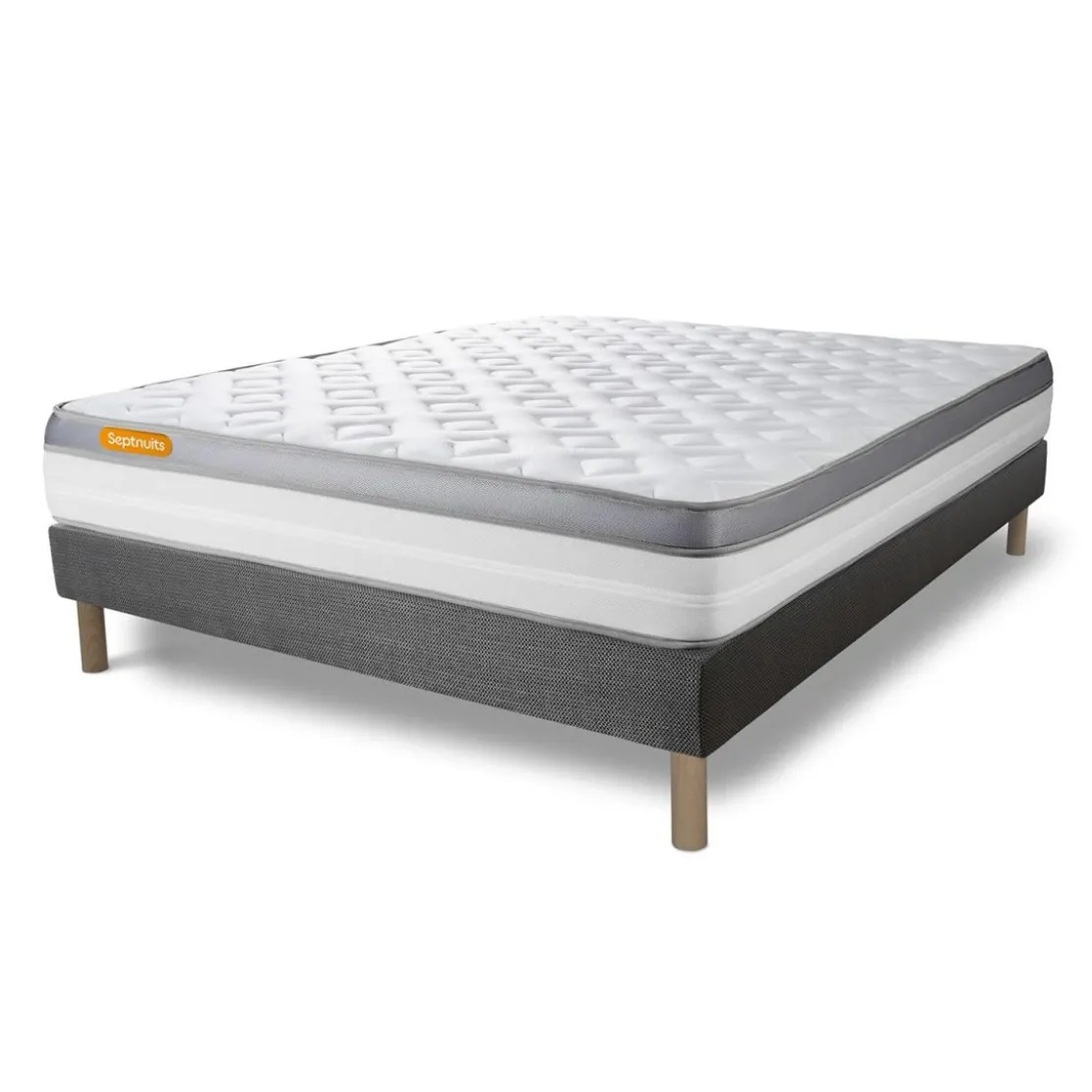 SeptnuitsMatelas sommier gris Memo Zen Mousse a memoire de forme 5 zones de confort MAXI epaisseur
