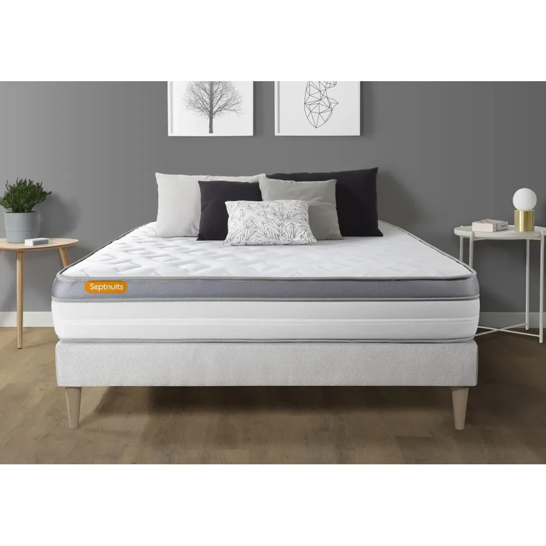 SeptnuitsMatelas sommier kit blanc Memo Zen Mousse a memoire de forme MAXI epaisseur