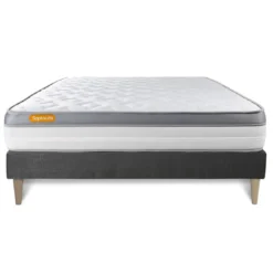 SeptnuitsMatelas sommier kit gris Memo Zen Mousse a memoire de forme MAXI epaisseur
