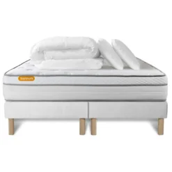 SeptnuitsPack matelas double sommiers Memo Luxe Ressorts ensaches memoire de forme 5 zones de confort MAXI epaisseur