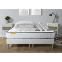 SeptnuitsPack matelas double sommiers avec 2 oreillers memoire de forme