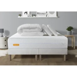 SeptnuitsPack Matelas double sommiers Memo BioMousse a memoire de forme 5 zones de confort Maxi epaisseur