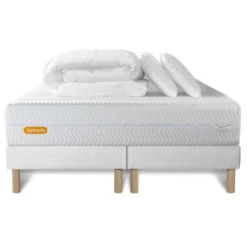SeptnuitsPack Matelas double sommiers Memo BioMousse a memoire de forme 5 zones de confort Maxi epaisseur