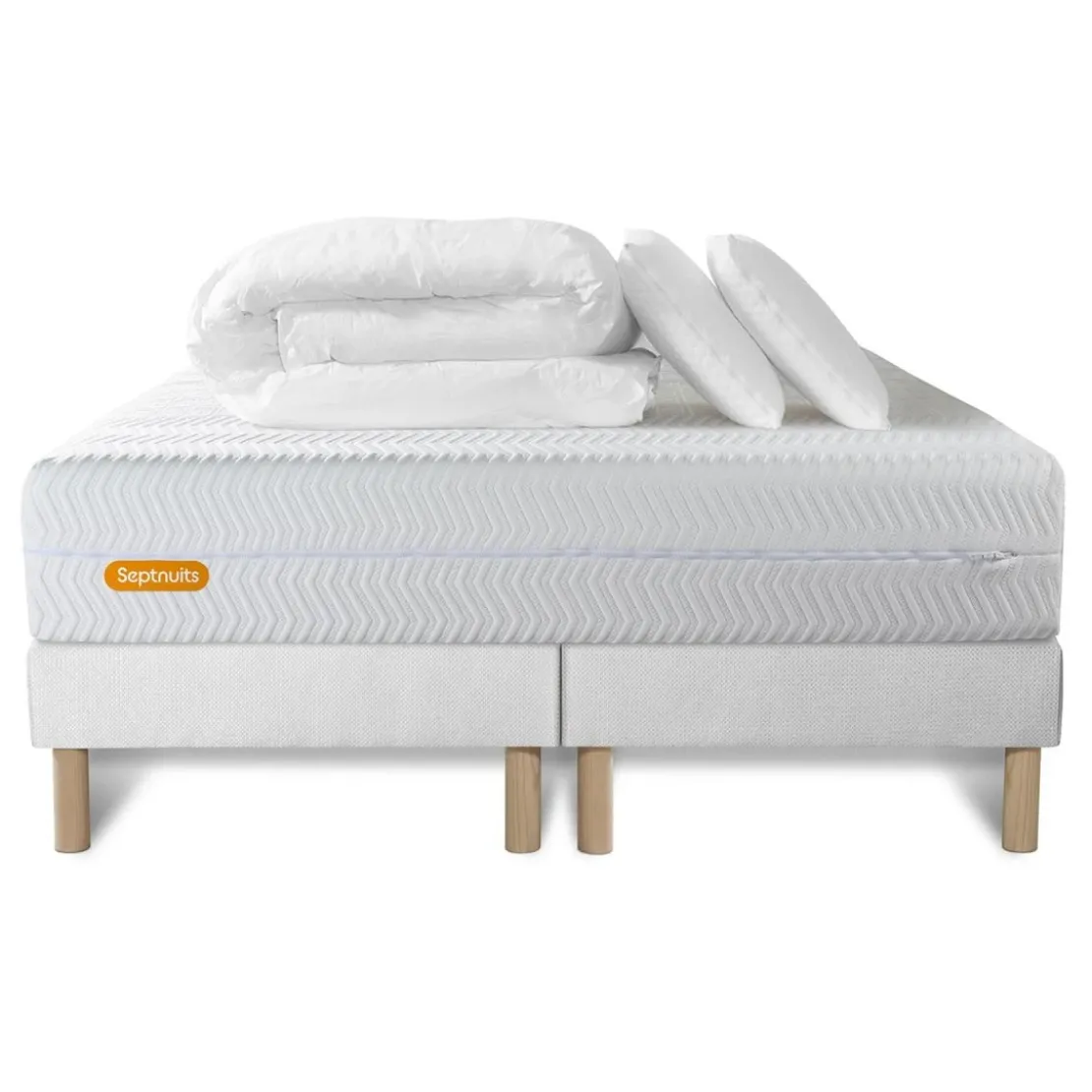 SeptnuitsPack Matelas double sommiers Memo BioMousse a memoire de forme 5 zones de confort Maxi epaisseur