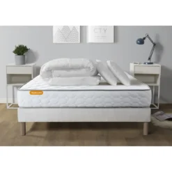 SeptnuitsPack matelas Memo sommier 2 oreillers memoire de forme